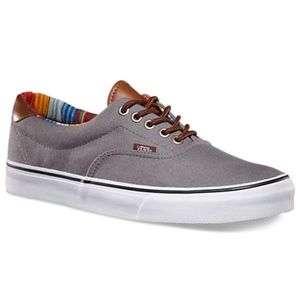 Grey Vans with Leather Tongue and Rainbow Inside